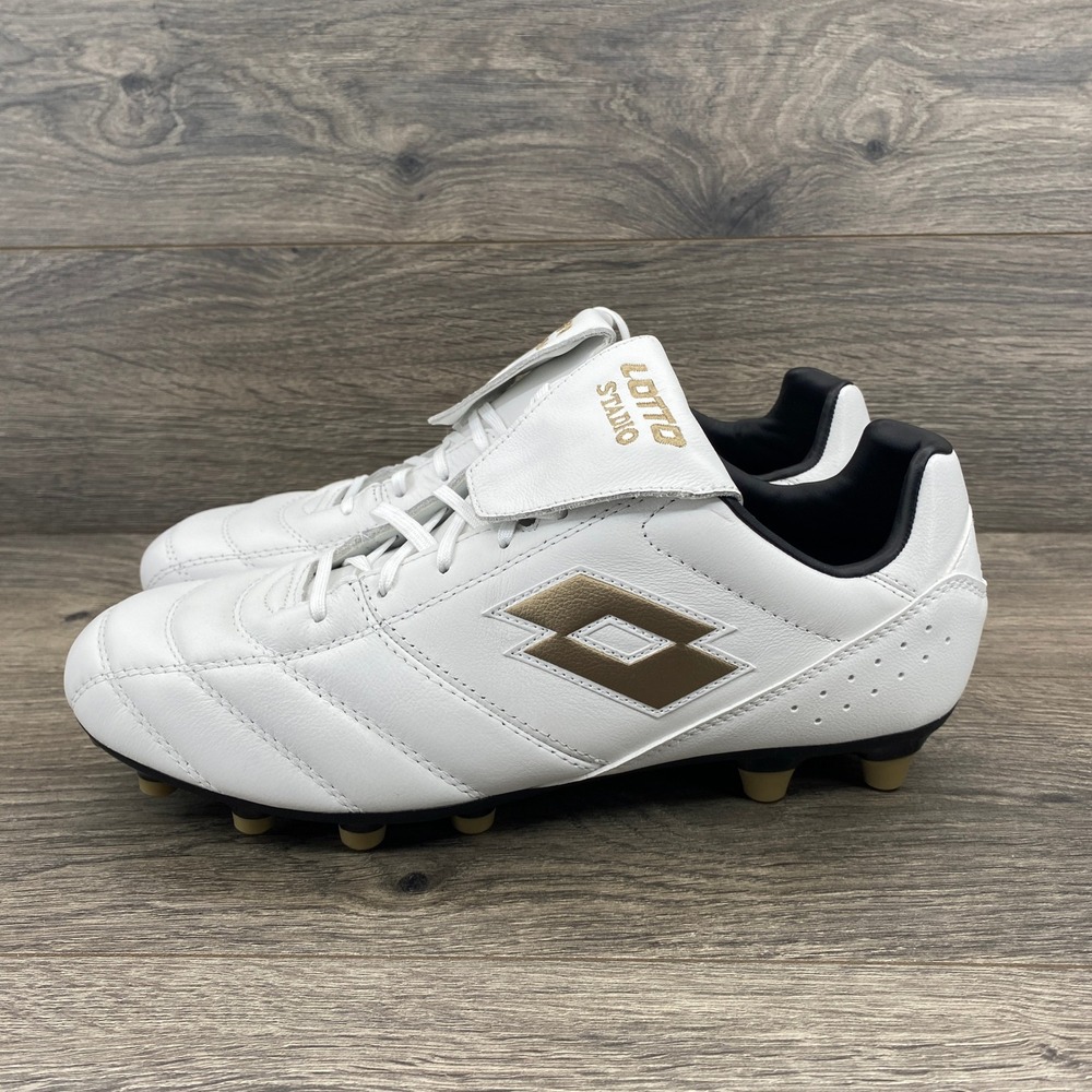 Lotto Stadio Men's White Gold Soccer Cleats Football Boots Size 10